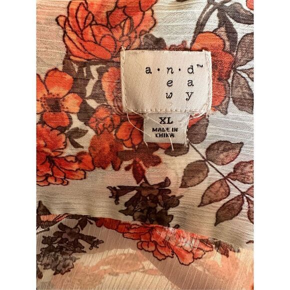 Women’s a new day Mint Floral Button Front Long Sleeve Sheer Blouse Size XL - Picture 2 of 6